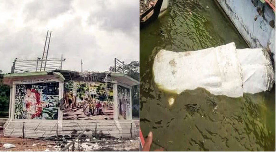 রাঙামাটিতে টানা ৫ দিনের প্রচেষ্টায় ভাঙা হলো শেখ মুজিবের ভাস্কর্য